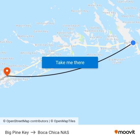Big Pine Key to Boca Chica NAS map
