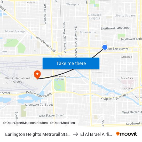 Earlington Heights Metrorail Station to El Al Israel Airlines map