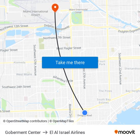 Goberment Center to El Al Israel Airlines map