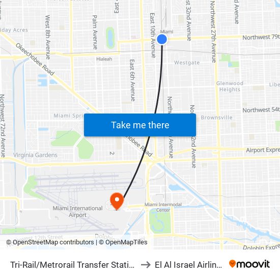 Tri-Rail/Metrorail Transfer Station to El Al Israel Airlines map