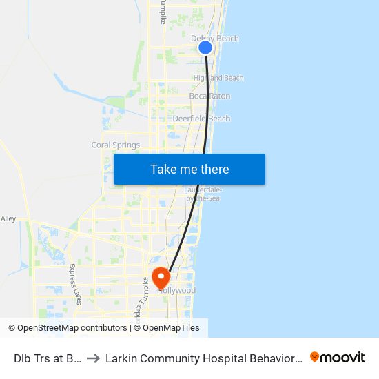 DLB TRS at  BUS TRM to Larkin Community Hospital Behavioral Health Services map