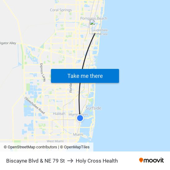 Biscayne Blvd & NE 79 St to Holy Cross Health map