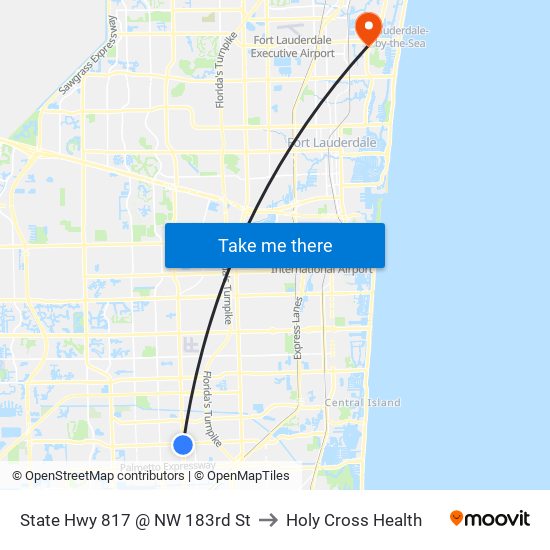 State Hwy 817 @ NW 183rd St to Holy Cross Health map