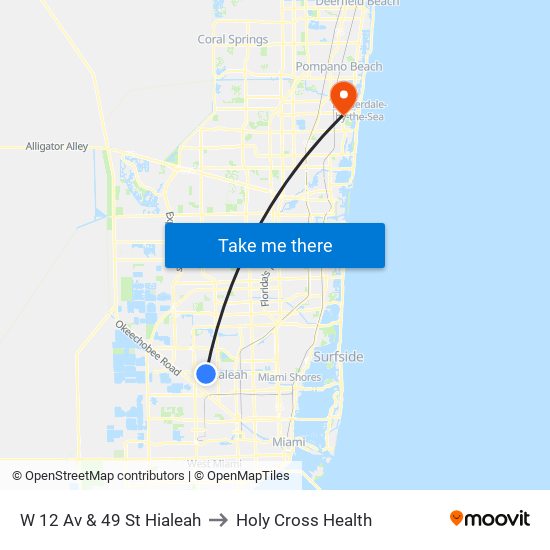 W 12 Av & 49 St Hialeah to Holy Cross Health map