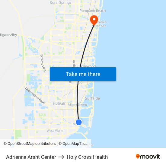 Adrienne Arsht Center to Holy Cross Health map