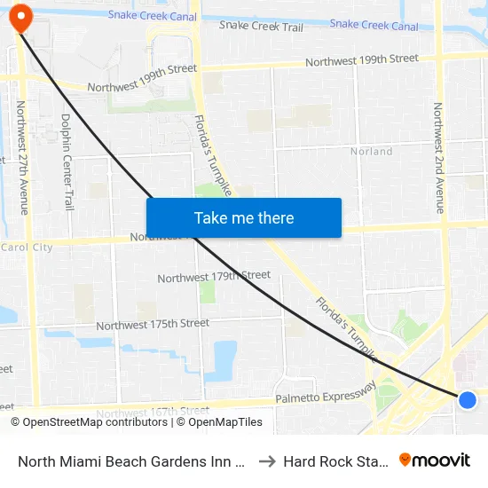 North Miami Beach Gardens Inn &amp; Suites to Hard Rock Stadium-9 map