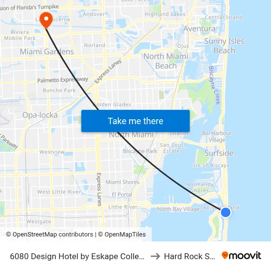 6080 Design Hotel by Eskape Collection, Miami Beach to Hard Rock Stadium-9 map