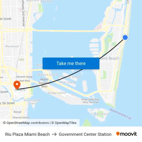 Riu Plaza Miami Beach to Government Center Station map