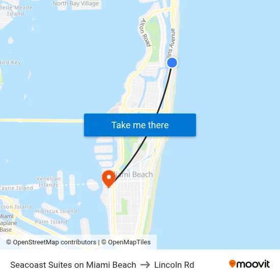 Seacoast Suites on Miami Beach to Lincoln Rd map