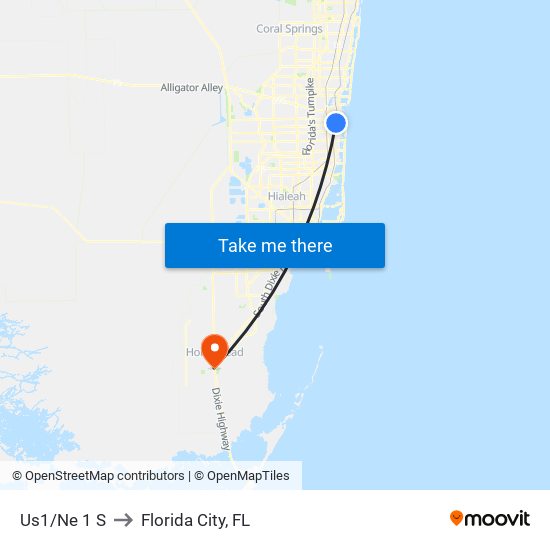Us1/Ne 1 S to Florida City, FL map