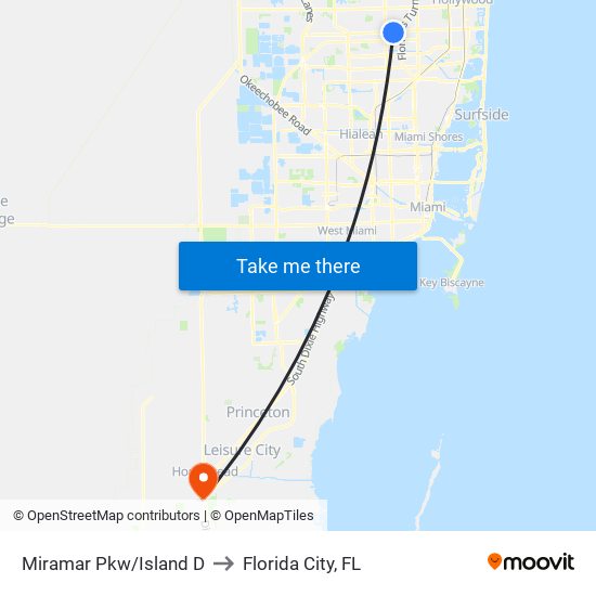 Miramar Pkw/Island D to Florida City, FL map