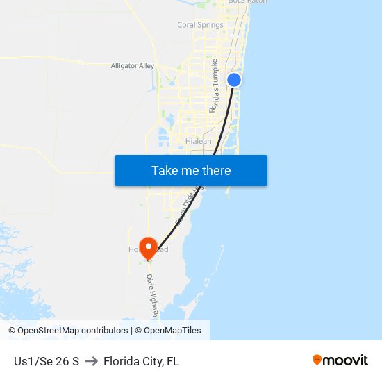 US1/SE 26 S to Florida City, FL map