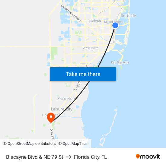 Biscayne Blvd & NE 79 St to Florida City, FL map