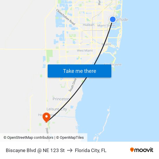 Biscayne Blvd @ NE 123 St to Florida City, FL map