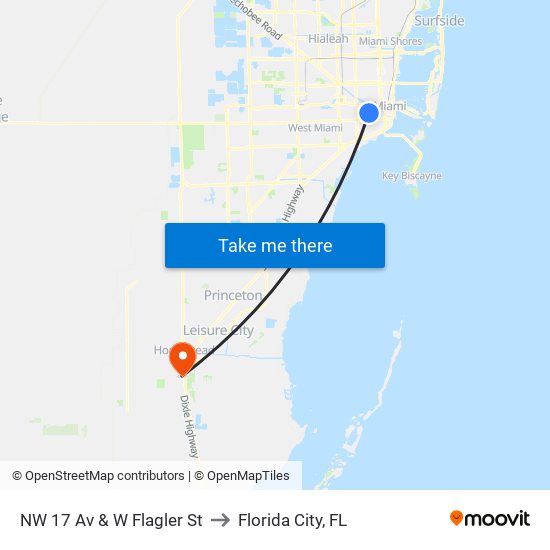 NW 17 Av & W Flagler St to Florida City, FL map