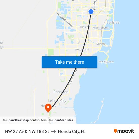 NW 27 Av & NW 183 St to Florida City, FL map