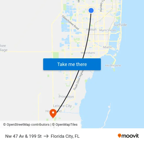 Nw 47 Av & 199 St to Florida City, FL map
