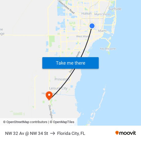 NW 32 Av @ NW 34 St to Florida City, FL map