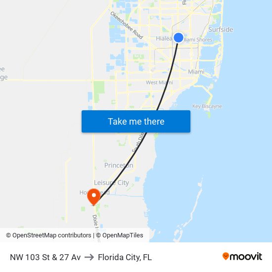 NW 103 St & 27 Av to Florida City, FL map