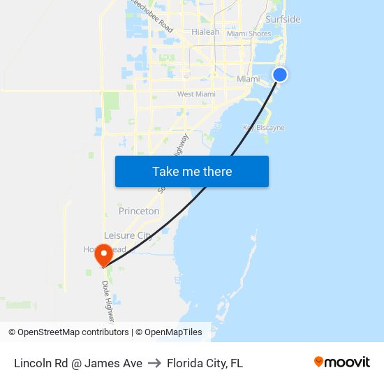 Lincoln Rd @ James Ave to Florida City, FL map