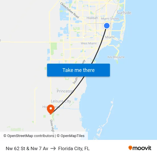 Nw 62 St & Nw 7 Av to Florida City, FL map