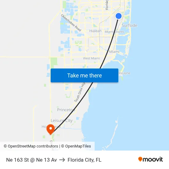 Ne 163 St @ Ne 13 Av to Florida City, FL map