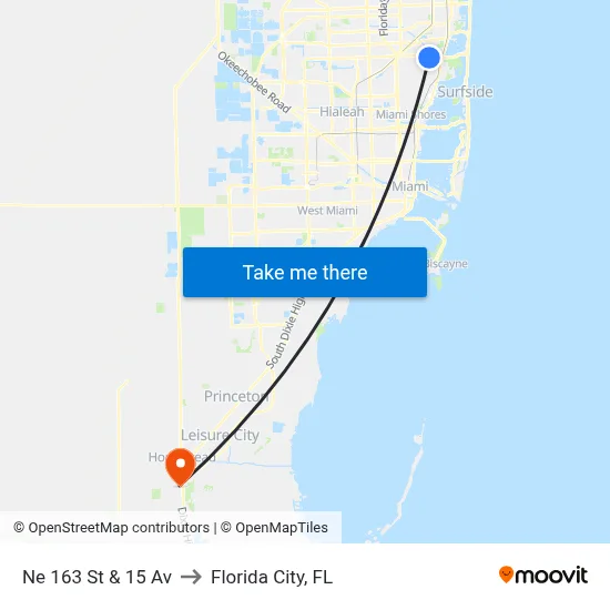 Ne 163 St & 15 Av to Florida City, FL map