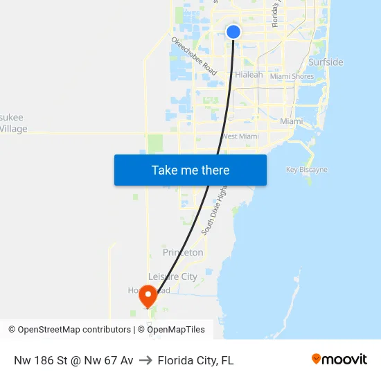 Nw 186 St @ Nw 67 Av to Florida City, FL map