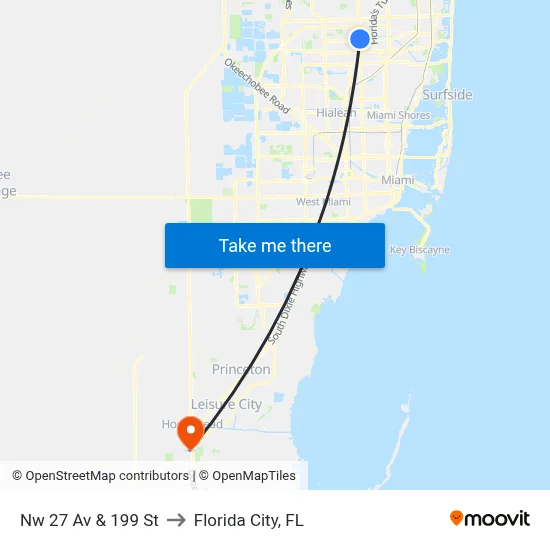 Nw 27 Av & 199 St to Florida City, FL map