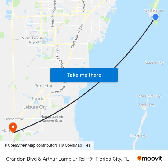 Crandon Blvd & Arthur Lamb Jr Rd to Florida City, FL map