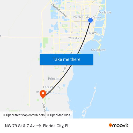 NW 79 St & 7 Av to Florida City, FL map