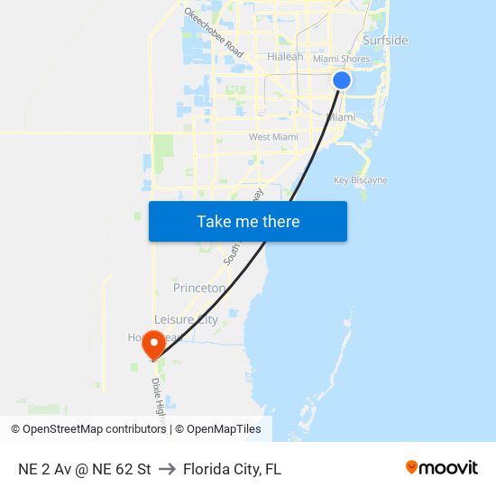 NE 2 Av @ NE 62 St to Florida City, FL map