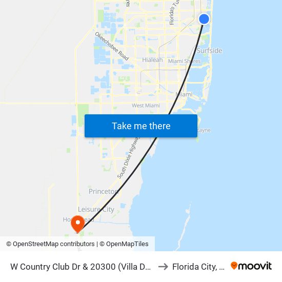 W Country Club Dr & 20300 (Villa Dora to Florida City, FL map