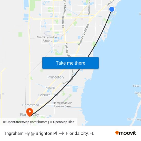 Ingraham Hy @ Brighton Pl to Florida City, FL map