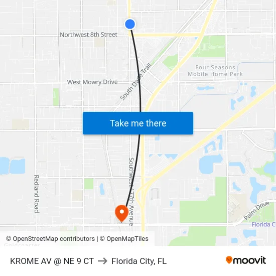 Krome Av @ Ne 9 Ct to Florida City, FL map