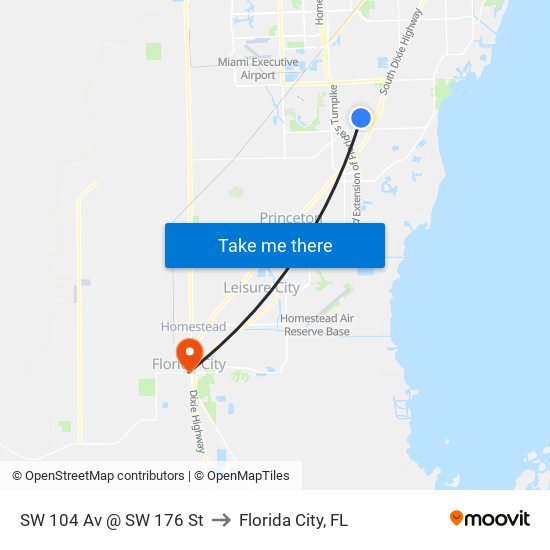 SW 104 Av @ SW 176 St to Florida City, FL map