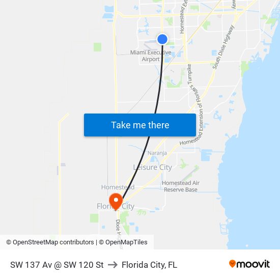 SW 137 Av @ SW 120 St to Florida City, FL map