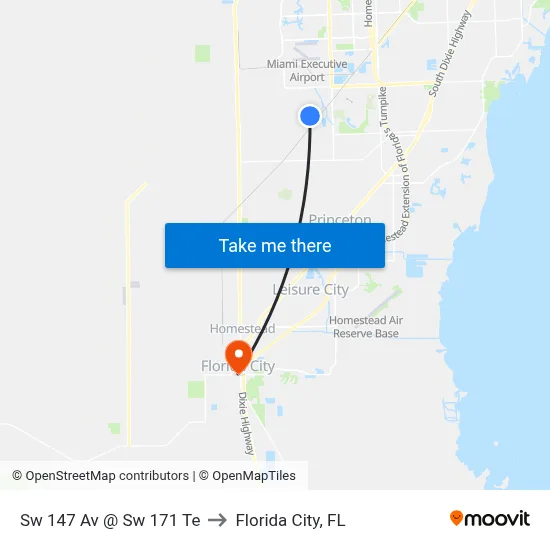 Sw 147 Av @ Sw 171 Te to Florida City, FL map
