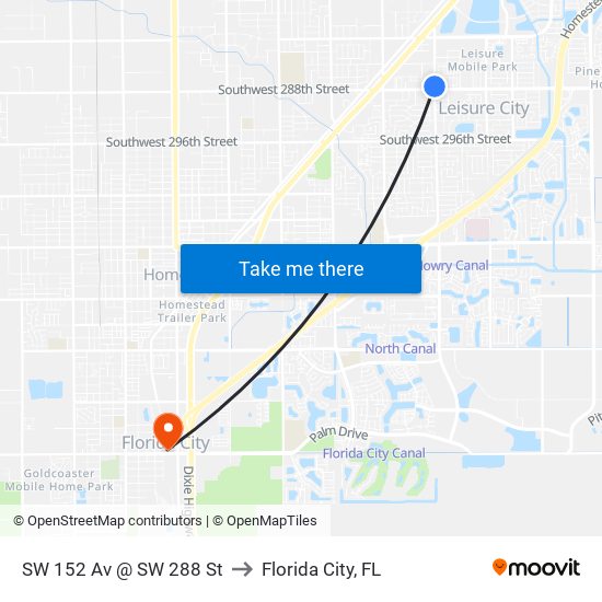 SW 152 Av @ SW 288 St to Florida City, FL map