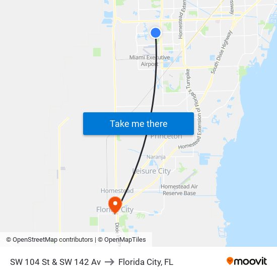 SW 104 St & SW 142 Av to Florida City, FL map