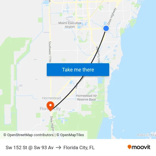 Sw 152 St @ Sw 93 Av to Florida City, FL map