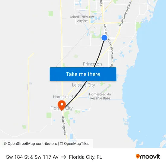 Sw 184 St & Sw 117 Av to Florida City, FL map