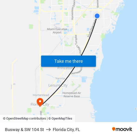 Busway & SW 104 St to Florida City, FL map