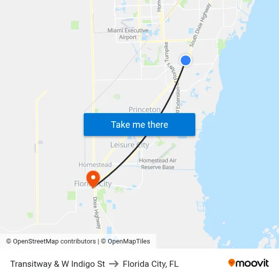 Transitway & W Indigo St to Florida City, FL map