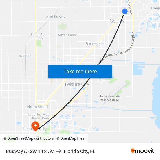 Busway @ SW 112 Av to Florida City, FL map