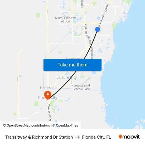 Transitway & Richmond Dr Station to Florida City, FL map