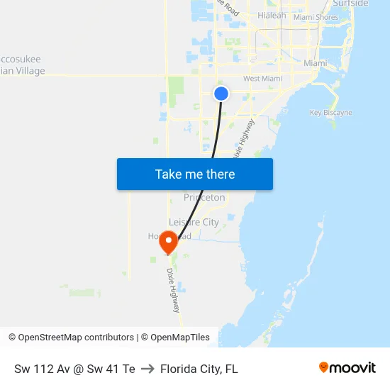 Sw 112 Av @ Sw 41 Te to Florida City, FL map