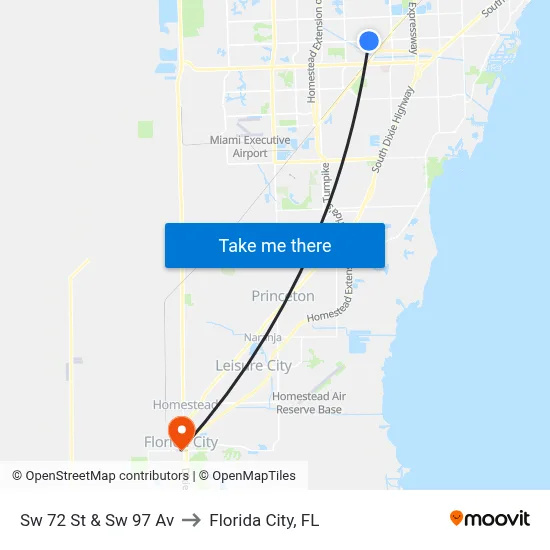 Sw 72 St & Sw 97 Av to Florida City, FL map