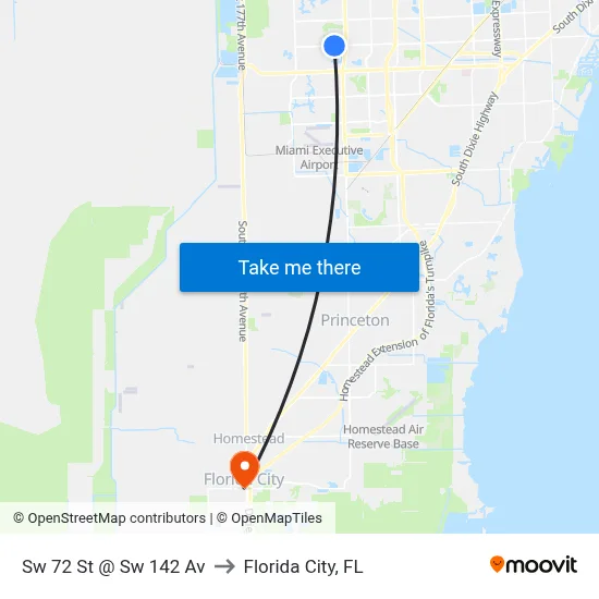 Sw 72 St @ Sw 142 Av to Florida City, FL map