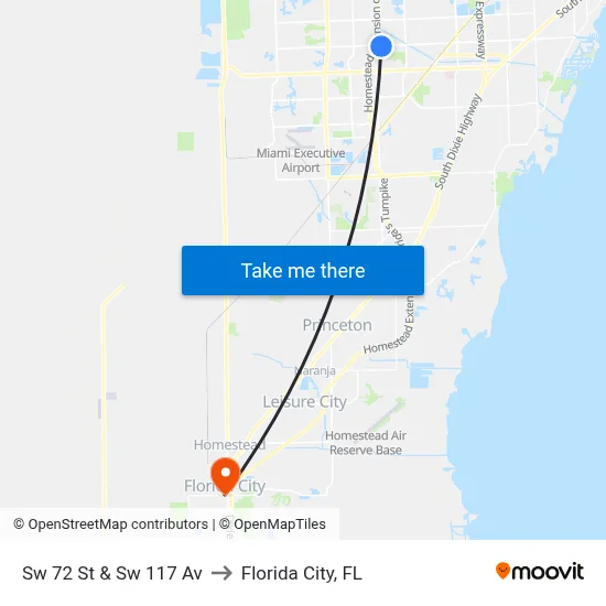 Sw 72 St & Sw 117 Av to Florida City, FL map